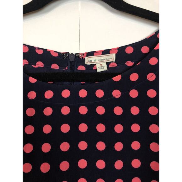 Gap Navy & Pink Polka Dot Vicki Shift Dress - Size Extra Small XS - Picture 5 of 9